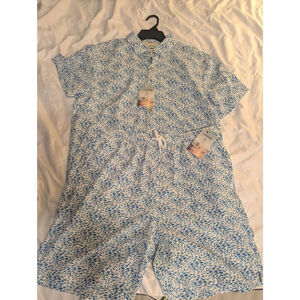 NWT Cabana Fashions 2 piece Matching Set Fishes Pattern Large Stretch Men's